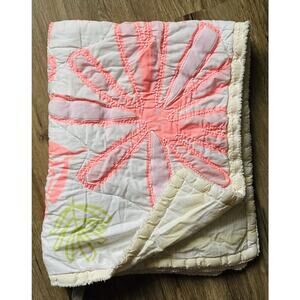 Cloud Island Baby Blanket Pink Peach Flower Quilted Crib Comforter Target Rare